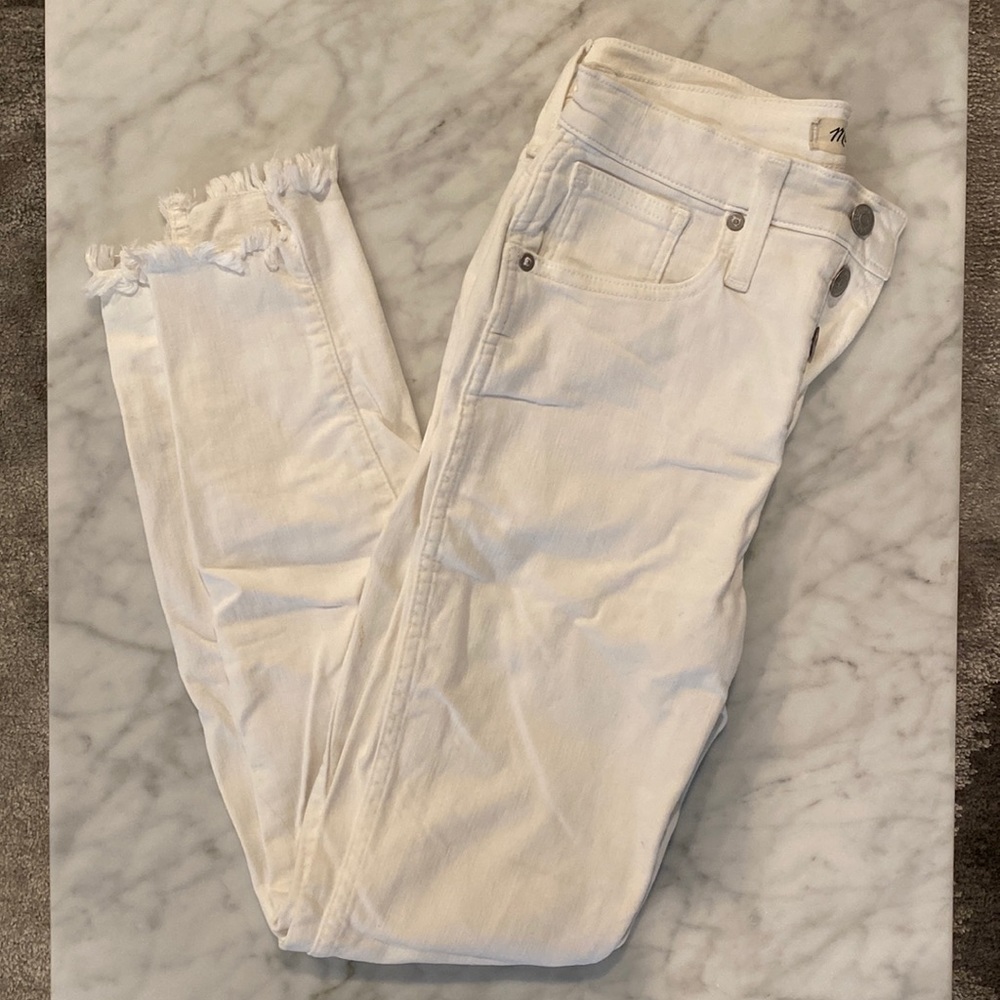 Madewell high rise skinny jean with distressed hem
